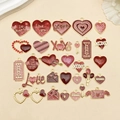 Pink and red enamel heart charms set in gold finish for DIY jewelry and crafts - Enamel Glitter Valentine Set (SN1066)