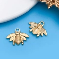 Pendentifs abeille dorés en alliage avec ailes détaillées pour la création de bijoux - Insecte Abeille(18333)