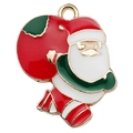 Colgante de Papá Noel esmaltado con saco de regalos rojo para creación de joyas - Papá Noel Oro KC Rojo (21x23mm)