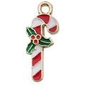 Colgante de bastón de caramelo navideño esmaltado rojo y blanco para joyería - Bastón de Navidad Rojo Blanco (19x8mm)