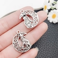 Vintage silver alloy moon and wolf pendant charm for DIY jewelry making and accessories - Antique Silver Moon Wolf Style (21412)