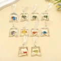 Set of 10 miniature resin goldfish water bag charms for DIY jewelry and earrings - Mixed Resin Tropical Fish Styles (SN1069)