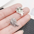 Silver hollow leaf alloy pendant charms in pair for DIY jewelry necklace and bracelet - Antique Silver Leaf Style (3498)