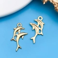 Pendentifs dauphin dorés pour bijoux DIY avec finition lisse et dos texturé - Ocean Dolphin (18338)