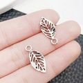 Silver hollow leaf alloy pendant charms for DIY jewelry handmade crafts - Antique Silver Leaf Style (10409)