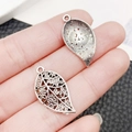 Retro hollow leaf alloy pendants in vintage silver finish for DIY jewelry crafting - Antique Silver Hollow Leaf Style (21410)
