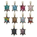 Lot de 10 breloques tortues de mer dorées avec motifs en émail colorés pour bijoux DIY - Lot de 10 Tortues Imprimées en Émail (SN943)