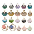 Pendentifs coquillages colorés pour bijoux DIY en diverses finitions émaillées - Lot de 20 Coquillages Marins en Émail (SN800)