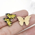 Pendentif papillon DIY en émail noir et jaune pour la fabrication de bijoux - Jaune Imprimé 21x15mm (12417)