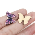 Pendentif papillon en émail coloré avec dégradé violet et dos en métal doré pour bijoux - Violet Imprimé 21x15mm (12418)