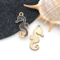 Pendentifs hippocampe en émail noir et or pour la création de bijoux DIY - Noir Émail Hippocampe Marin (9952)
