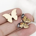 Pendentif papillon en alliage avec émail jaune et noir pour la création de bijoux DIY - Jaune Foncé Imprimé 21x15mm (12419)