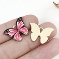 Pendentif papillon en alliage rose et noir pour accessoires de bijoux DIY - Rouge Imprimé 21x15mm (12420)