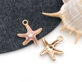 Pendentif étoile de mer en émail rose et blanc avec finition dorée pour bijoux DIY - Étoile de Mer en Émail Rose (12312)