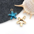 Pendentif étoile de mer en émail bleu avec dos doré pour création de bijoux DIY - Étoile de Mer en Émail Bleu (12340)