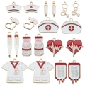 20-piece medical themed enamel alloy pendants set including nurse hats and stethoscopes - Enamel Medical Set (SN752)