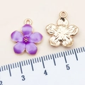 DIY enamel cherry blossom pendants in purple and gold finish for jewelry making - 14x16mm / Purple
