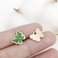 Mini ciondolo a farfalla dorato con smalto verde smeraldo per creazione gioielli fai-da-te - Smalto Verde Scuro (12494)