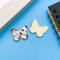 Gothic butterfly skull pendant in black and white enamel for DIY keychain jewelry - Black Enamel Style (17265) / 25mmx2.1mm