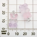 Glittering purple gradient resin bear charms with silver metal rings for DIY jewelry - Pink Purple Gradient Resin Bear Candy 10x20mm