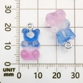 DIY resin bear pendant with blue-pink gradient glitter finish and metal jump ring - Dark Blue Purple Gradient Resin Bear Candy 10x20mm