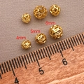 Comparaison détaillée des tailles de perles métalliques dorées de 4mm, 5mm et 6mm pour bijoux - Plaqué Or 18K / Diamètre-4mm