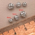 Détails macro de perles creuses en métal argenté 4mm, 5mm, 6mm pour bijoux DIY - Diamètre-4mm / Or blanc