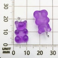 Pair of purple resin gummy bear charms with translucent jelly texture and metal rings - Purple Resin Bear Candy 10x20mm