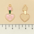 Colgante de corazón rosa con texto LOVE y detalle de malla dorada al dorso - Frasco de Perfume LOVE Rosa (21121)
