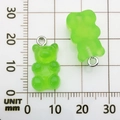 Translucent bright green bear resin pendant with silver loop measuring 18x10mm - Green Resin Bear Candy 10x20mm