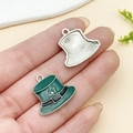 Pendentif chapeau de la Saint-Patrick vert avec motif trèfle et dos en argent - Chapeau de Trèfle K Blanc