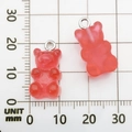 Translucent red resin gummy bear pendants for jewelry making with silver hooks - Red Resin Bear Candy 10x20mm
