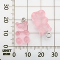Pink translucent resin bear pendant for jewelry with silver ring and 21x11mm size - Pink Resin Bear Candy 10x20mm