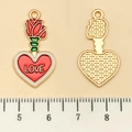 Colgante de corazón rosa y rojo con texto LOVE y detalle de rosa para joyería DIY - Frasco de Perfume Rosa Roja (21461)