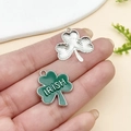 Pendentif trèfle irlandais vert en émail et trèfle en métal porte-bonheur pour bijoux - Trèfle Irlandais K Blanc