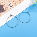 Pair of minimalist silver round stainless steel hoop earrings with hook clasp - Silver Stainless Steel Hoop Earring Circle (10575)