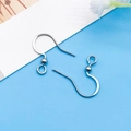 Silver stainless steel French geometric ear hooks with decorative beads for DIY jewelry - Silver Stainless Steel Flattened Ear Hook with Bead (10683)