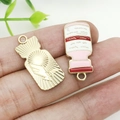 Pink medicine bottle alloy pendant charm for DIY jewelry making with gold-tone back - Enamel Medical Pink Pill Bottle (18888)