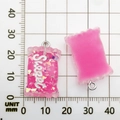 Translucent pink resin lollipop pendant with Sweet text and glitter for DIY jewelry - Rose Red Resin Rectangular Candy 16x27mm