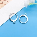 Polished silver stainless steel leverback earring hooks for DIY jewelry making - Silver Stainless Steel Round D-Clasp Ear Hook (10684)