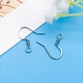 Polished silver stainless steel fishhook earring wires with coil and loop for DIY jewelry - Silver Stainless Steel Flattened Spring Ear Hook (10685)