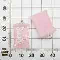 Pink resin candy bag charms with Sweet text and glitter sequins for DIY crafts - Pink Resin Rectangular Candy 16x27mm