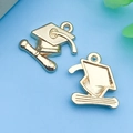 Golden graduation cap pendants for DIY jewelry making with tassel detail and metal finish - KC Gold Graduation Cap (13447)