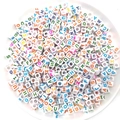 Colorful 6x6mm acrylic square letter beads for DIY jewelry and kids early education - Random Letters (14152) / 100pcs Pack / White with Multicolor
