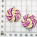 Pastel colorful spiral resin lollipop pendant with metal ring for DIY jewelry making - Rose Red Yellow Resin Lollipop 29x55mm