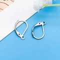 A pair of silver lever-back earring hooks with open rings for DIY jewelry making - Silver Stainless Steel D-Clasp Ear Hook (10691)