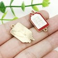 DIY blood bag and sun wing charms in enamel and gold for personalized jewelry making - Enamel Red White Medical Infusion Bag (18898)