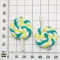 Green and yellow spiral resin lollipop charms with silver rings for DIY jewelry - Yellow Green Resin Lollipop 29x55mm
