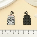 Pink bottle skull charm pendant for Halloween earrings DIY with metal measurement guide - Milk Tea Bottle Skull (21758)