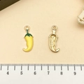 Yellow enamel chili pepper pendant with sombrero hat charm for DIY jewelry making - Yellow Chili